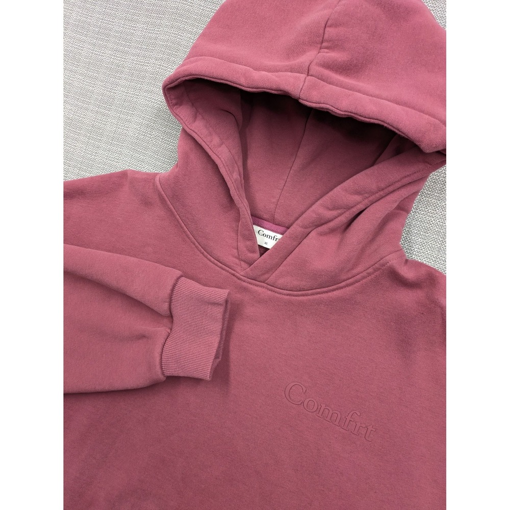 Comfrt Hoodie Mens XL Pink Fleece Pullover Kangaroo Pocket Front Tonal Logo